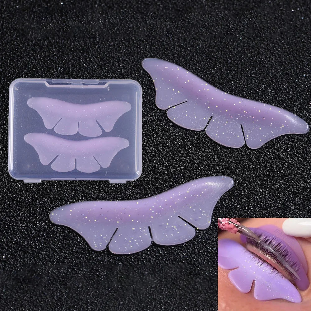 2 Pair Silicone Glitter Butterfly Lash Lift Shield Eyelash Perm Pads Lash Lifting 3D Eyelash Curler Accessories Tool Qme