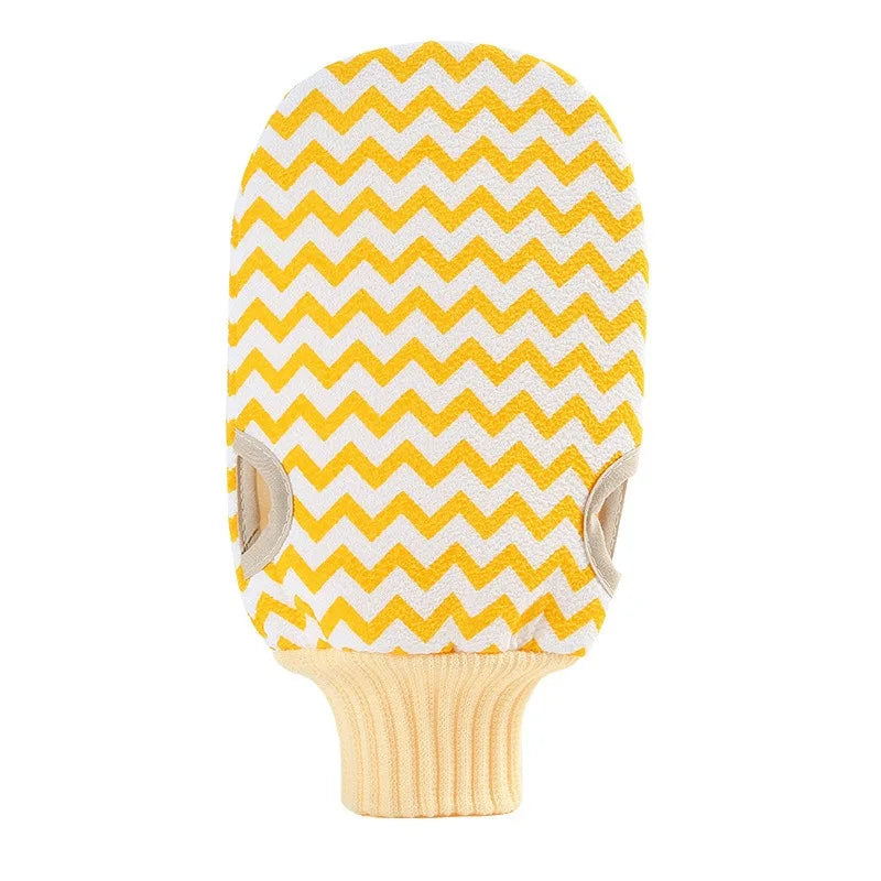 Double Sided Exfoliating Bath Gloves Thickened Powerful Mud Dead Skin Qme Yellow