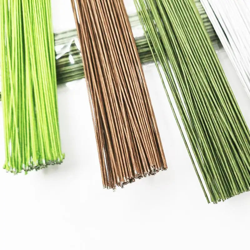 Wedding Home Decor Floral Wire Stems Artificial Green Flower Stem DIY Qme