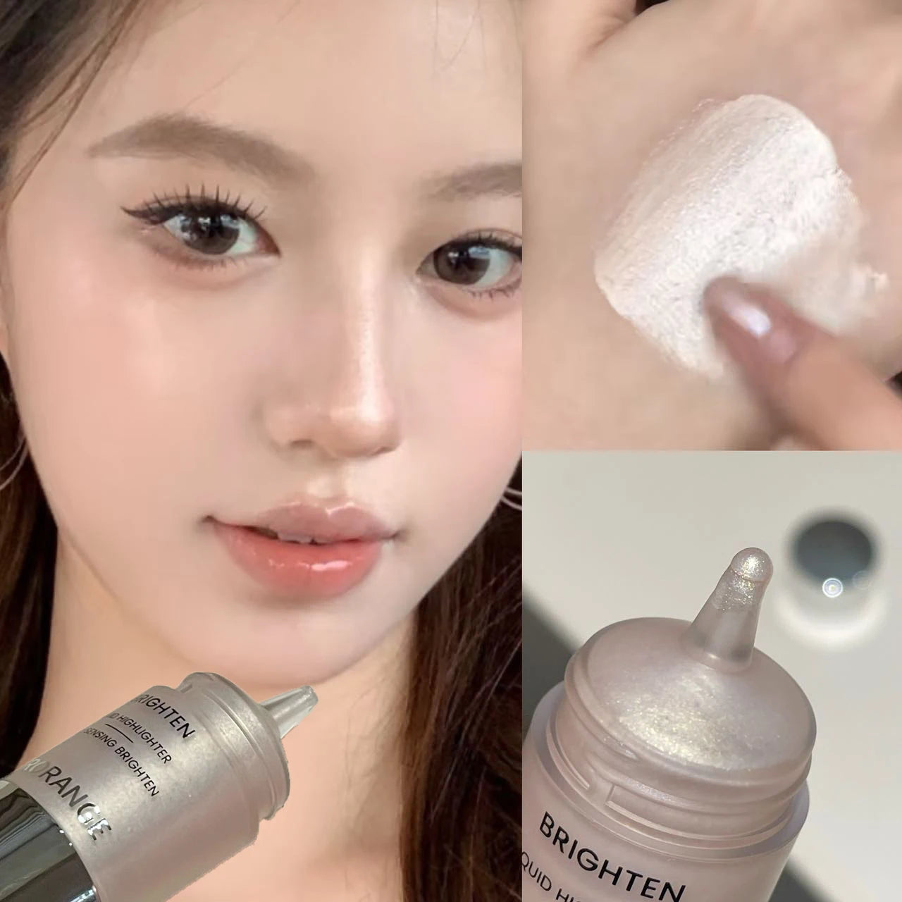 Warm Rose Bronze Liquid Highlighter Mirror Makeup Face Contour Stick Natural Shimmer Bronze Liquid Blush Brighten Waterproof Qme 01 Champagne