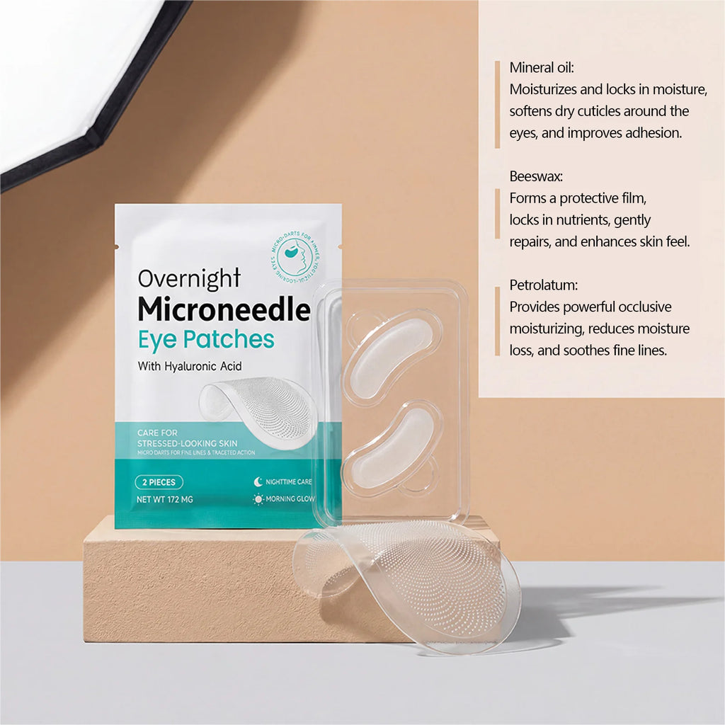 Microneedle Eye Patches Hyaluronic Acid 0.25mm Overnight Under Eye Mask for Dark Circles Fine Lines Hydrating Anti-Aging Eye Car Qme
