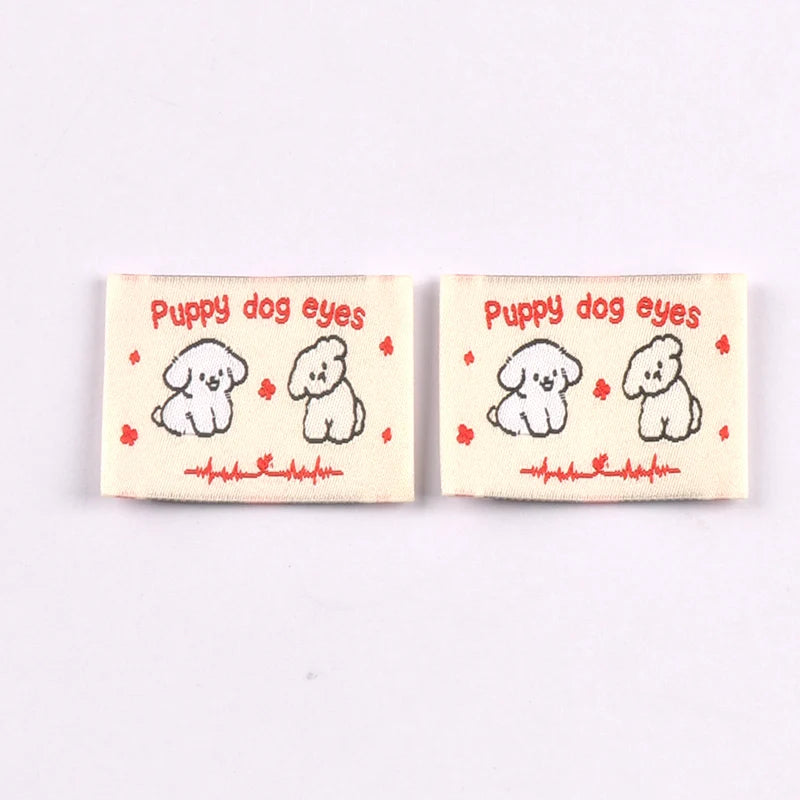 20pcs 18-53mm Cute Flower/Bear/Dog Fabric Labels, Handmade Sew On Tags for DIY Clothes Bags Crafts Decoration cp4294 Qme 40x30mm-3