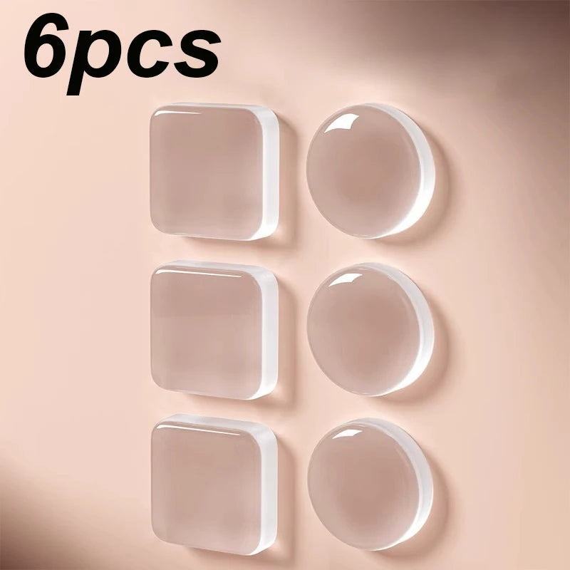 6-Piece Self-Adhesive Door Block Wall Protector - Soft Transparent Rubber Buffer Shield for Home and Office, Shock Absorption Qme 6pcs