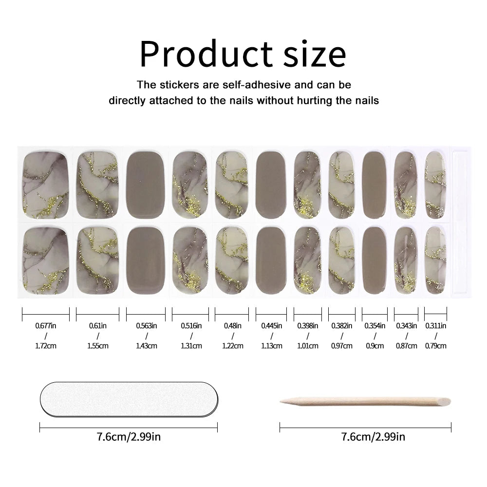 22 Tips Sheet Red French Heart UV-Free Gel Nail Stickers Long-lasting Qme