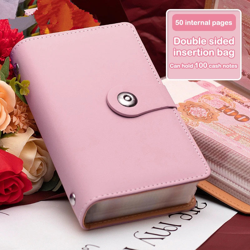 Banknote Storage Book Made Of PU Material, Can Hold 100 Banknotes, With Banknote Photos, Stamps, Bank Card Storage Book Qme H