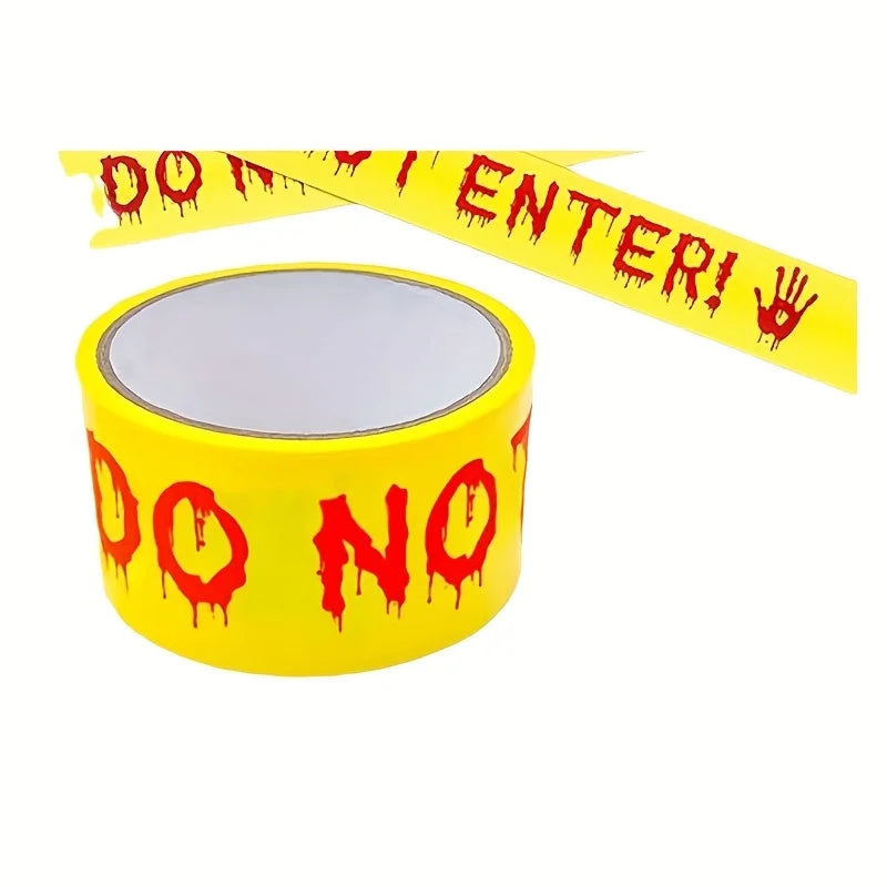 Halloween Warning Tape 1.9 inches x 82 feet, Halloween Decoration Warning Tape, Indoor/Outdoor Party Decoration, No Entry Qme