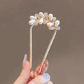 Elegant Pearl Flower Hair Combs Pins French Retro Bun Accessories Qme A5