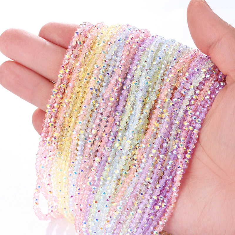 3mm Faceted Round Glass Beads AB Color Crystal Beads Strands Briolette Rondelle Crystal Beads Spacers for Jewelry Making DIY Qme