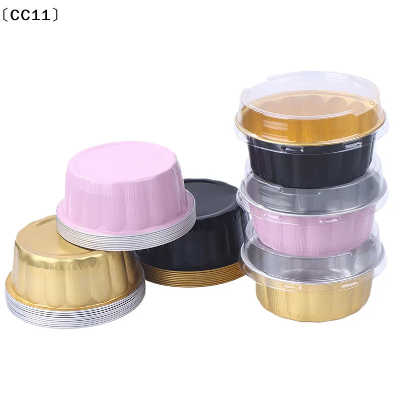 Aluminum Foil Cake Container Pans Liners Lids Heat-resistant Baking Qme