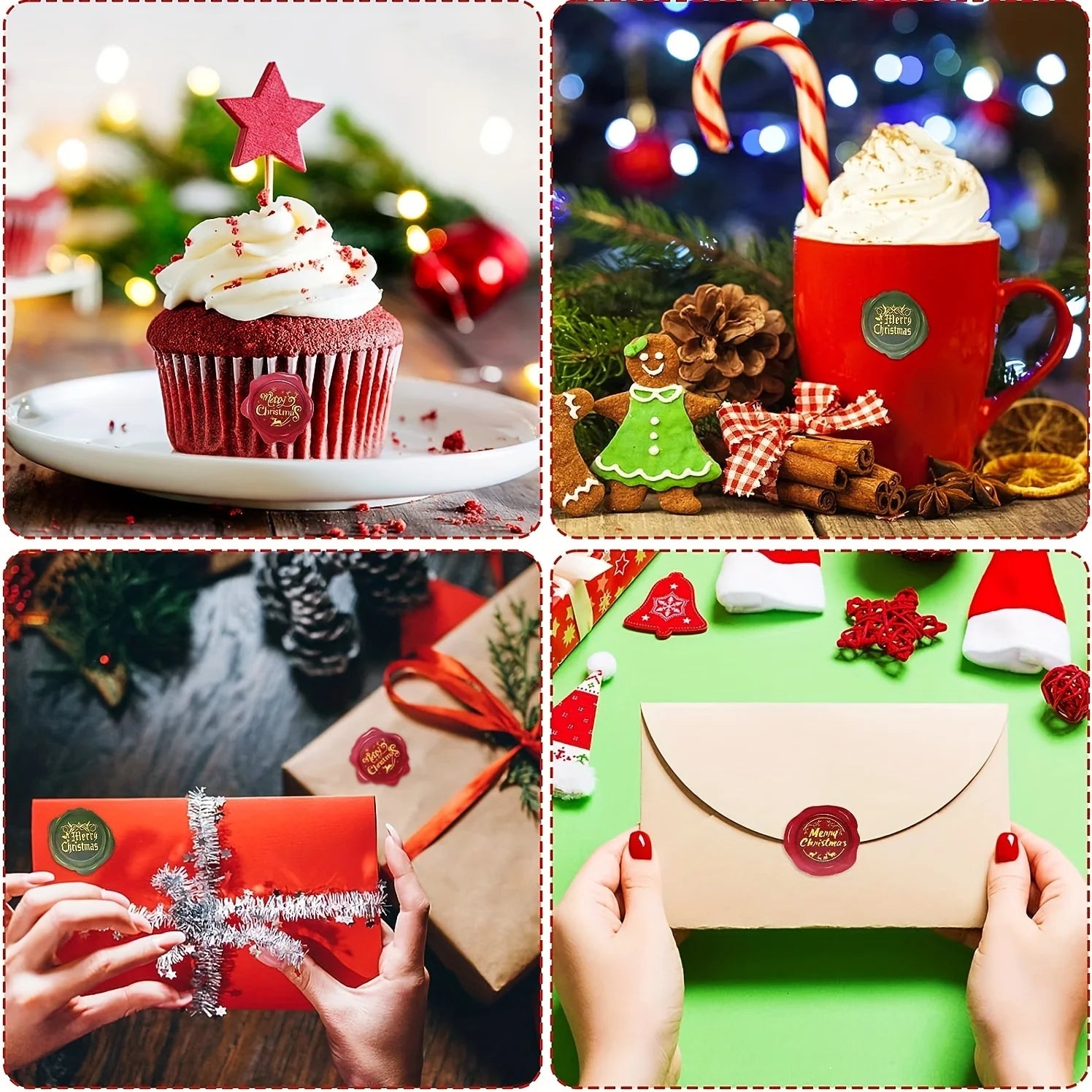 500 1.5-inch Christmas Sticker Rolls - Mixed Wax Seal Style "Merry Christmas" Labels for Greeting Cards, Envelope Seals, Gift Gi Qme