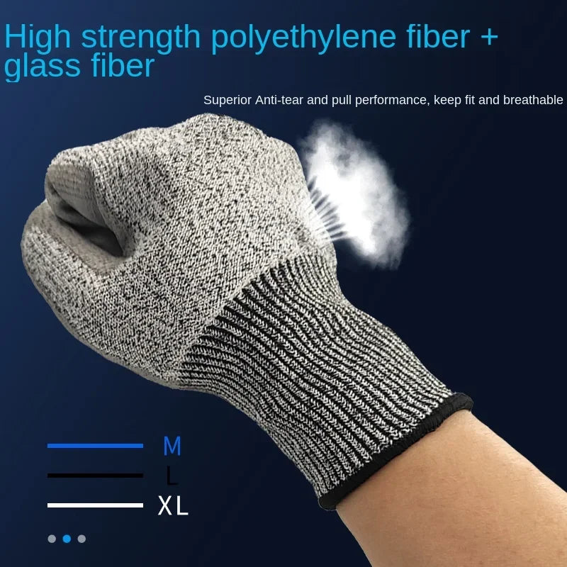 1pair Household Gloves Cut-resistant Level 5 Kite Fishing Gloves Wear-resistant Anti-puncture Anti-skid Protective Gloves HPPE Qme