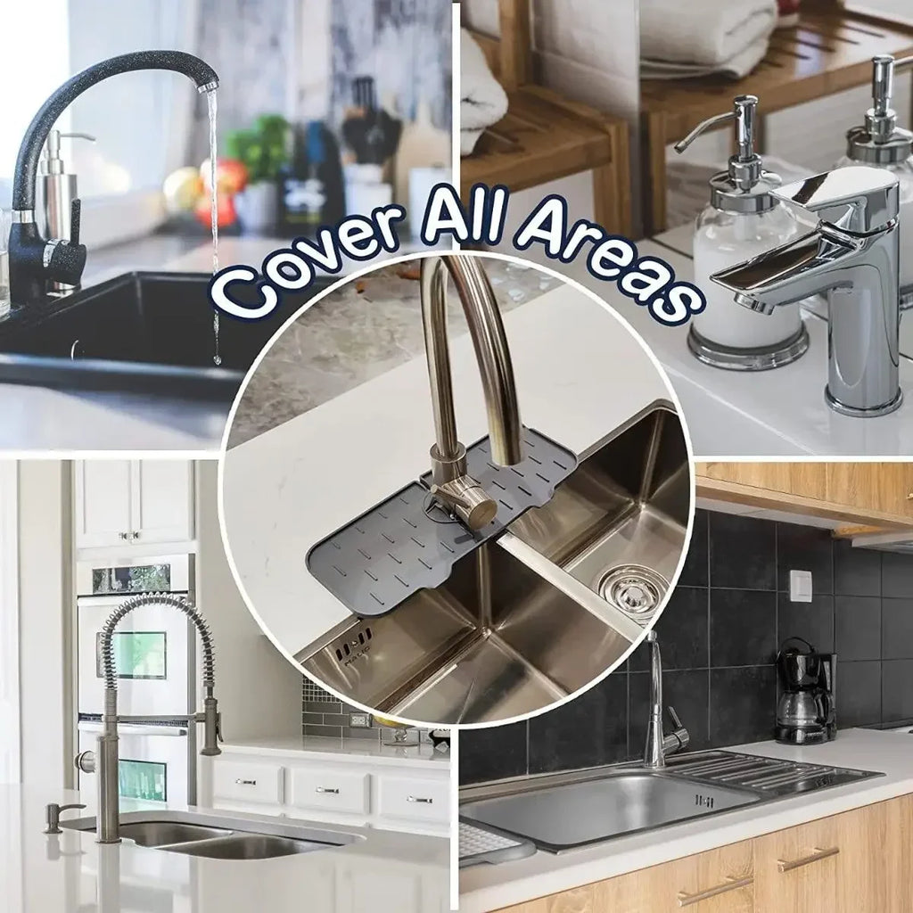Kitchen Gadgets Silicone Faucet Absorbent Pad Shelf Sink Splash Catcher Countertop Protective Mat Bathroom Drain Mat Acceesories Qme