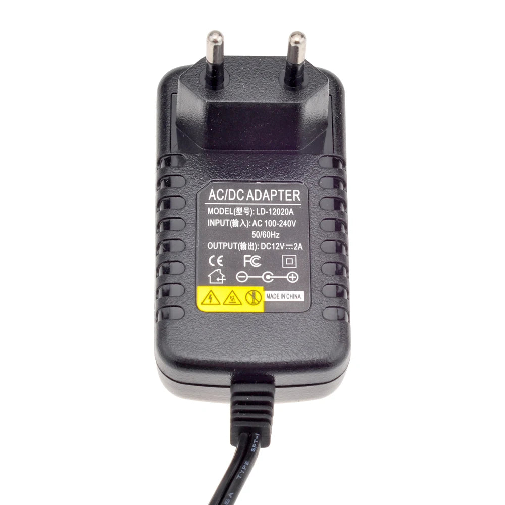 2pcs 12V 2A AC 100V-240V Converter Adapter DC 12V 2A 2000mA Power Supply EU UK AU US Plug 5.5mm X 2.1mm for CCTV IP Camera Qme