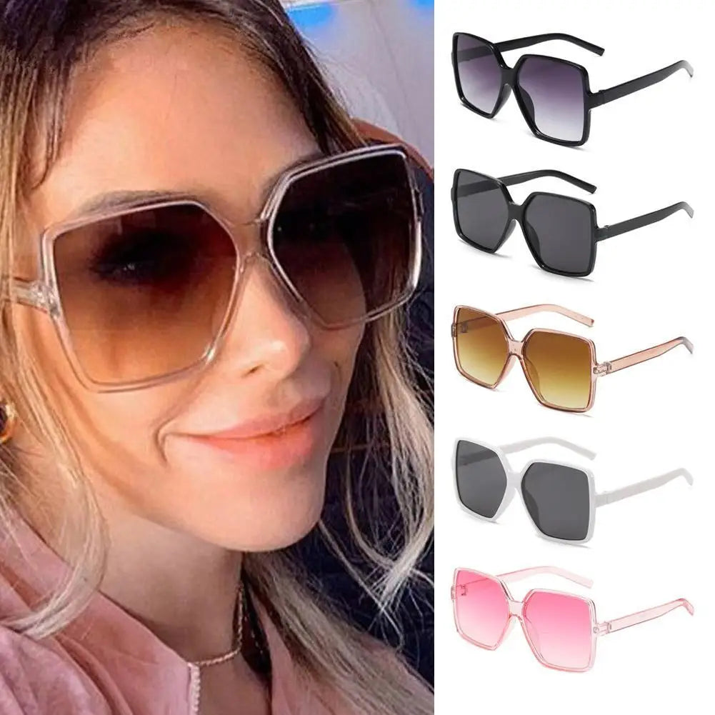 New Vintage Sunglasses Women Men Square Big Frame Sun Glasses Female Brand Designer Retro Shades Fashion Sunglasses for Male Qme