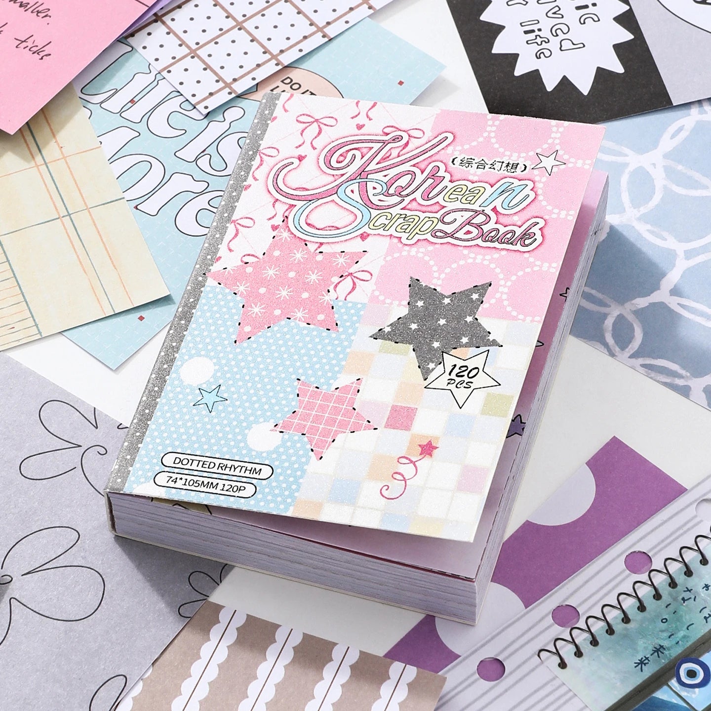 TIANZI 120 sheets M5 Diary Album Background Papers Cute Style DIY Scrapbooking Decoration Stationery Supplies for Junk Journal Qme C-240 sheets