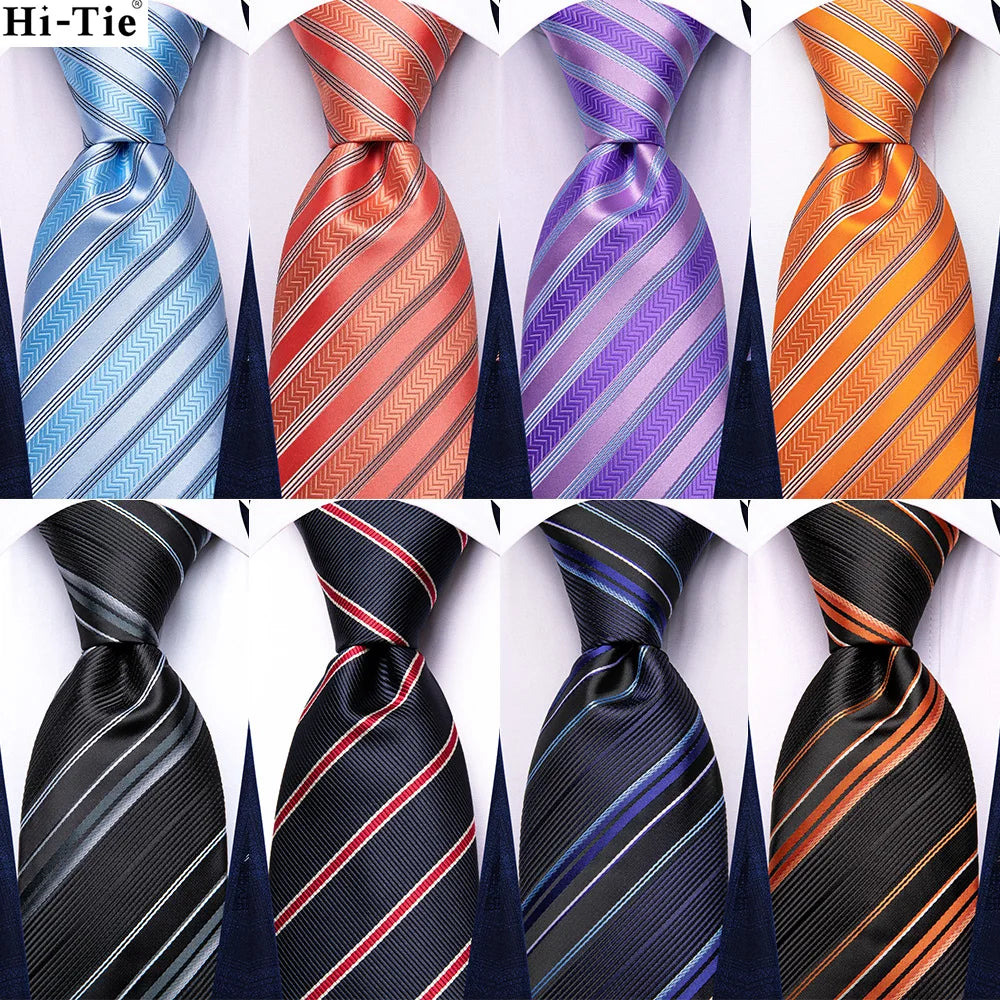 Hi-Tie Elegent Men's Tie Set Gold Paisley 8.5cm Wedding Ties For Men New Fashion silk Design Hanky Cufflinks Set Quality Necktie Qme