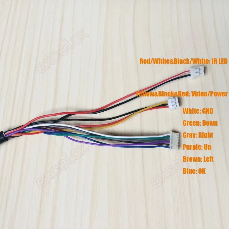 3PCS OSD Menu Camera Cable 5-Way Switch Control Tail Cable BNC+DC Power Video Cable Qme