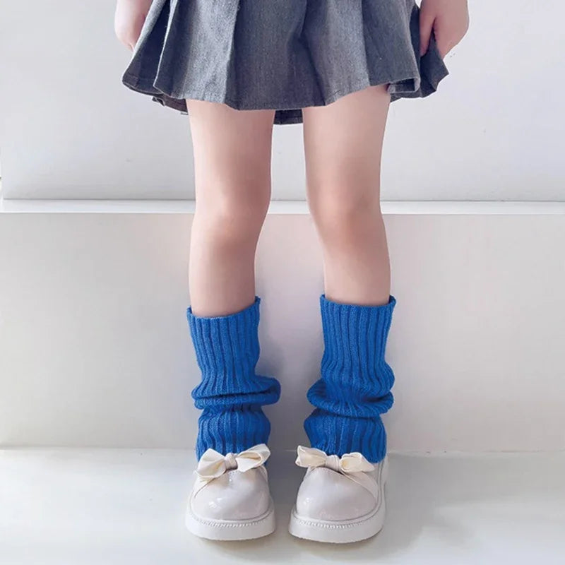 Sweet Girls Candy Color Korean Kids Leg Warmers Knitted Foot Cover Children Solid Autumn Winter Elastic Versatile Elephant Socks Qme A06 28cm or 11.02inch
