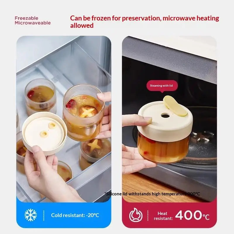 Sealed Silicone Lid Heat Resistant Microwavable Soup Juice Container Qme