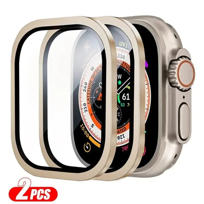 2PCS Tempered Glass For Apple Watch Ultra 49mm Screen Protector Anti-Scratch HD Metal Bumper Full Film for IWatch Ultra 49mm Qme