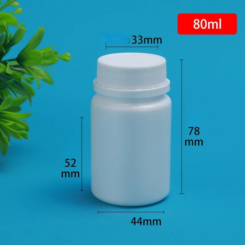 Solid Powder Portable Containers Plastic HDPE White Empty Seal Qme 80ML 10PCS B