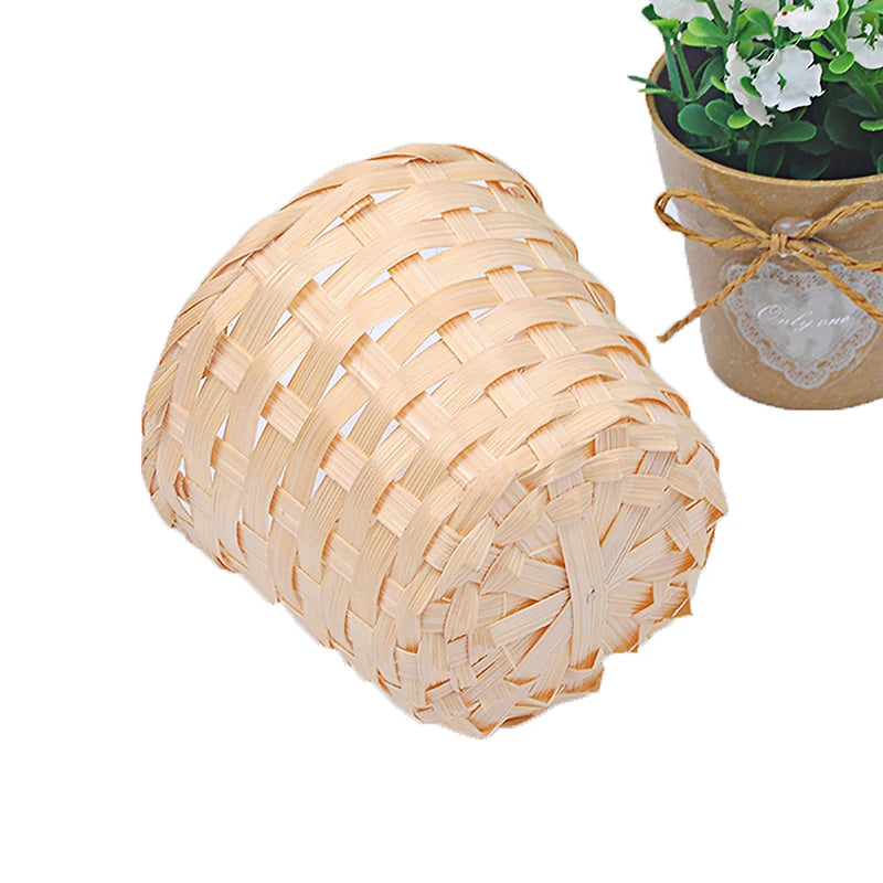 Bamboo Mini Desktop Storage Basket Rural Woven Baskets Fruit Qme