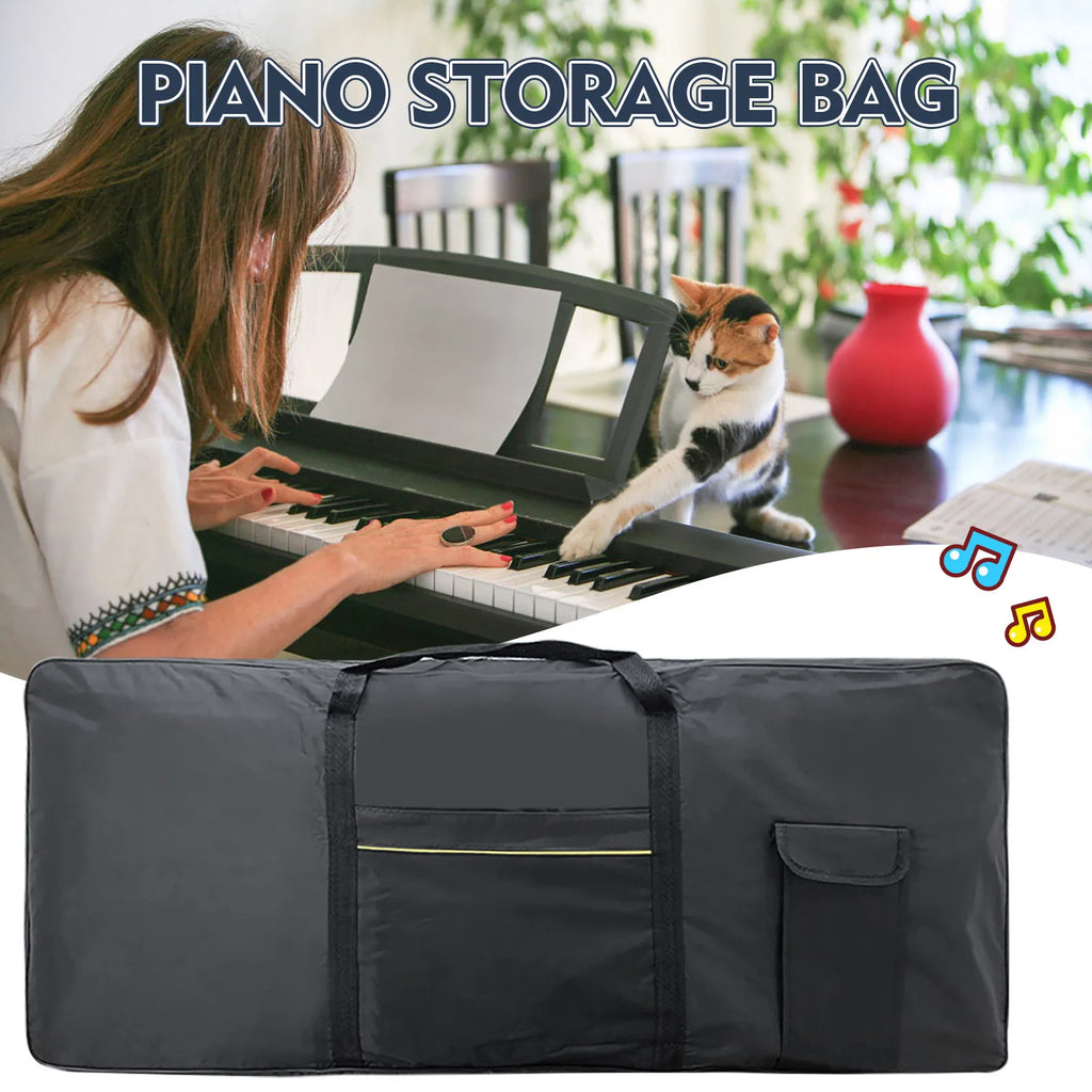 61-Key Keyboard Bag, Protective Case, Thick Padded, Portable, Waterproof, Shockproof, For Electronic Organ And Piano Qme Black