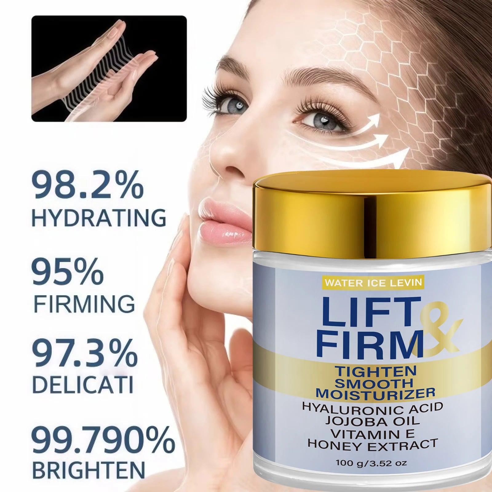 Jojoba Esters Lift & Firm Cream, Daily Hydrating Tightening Smoothing Face Skin Care Qme