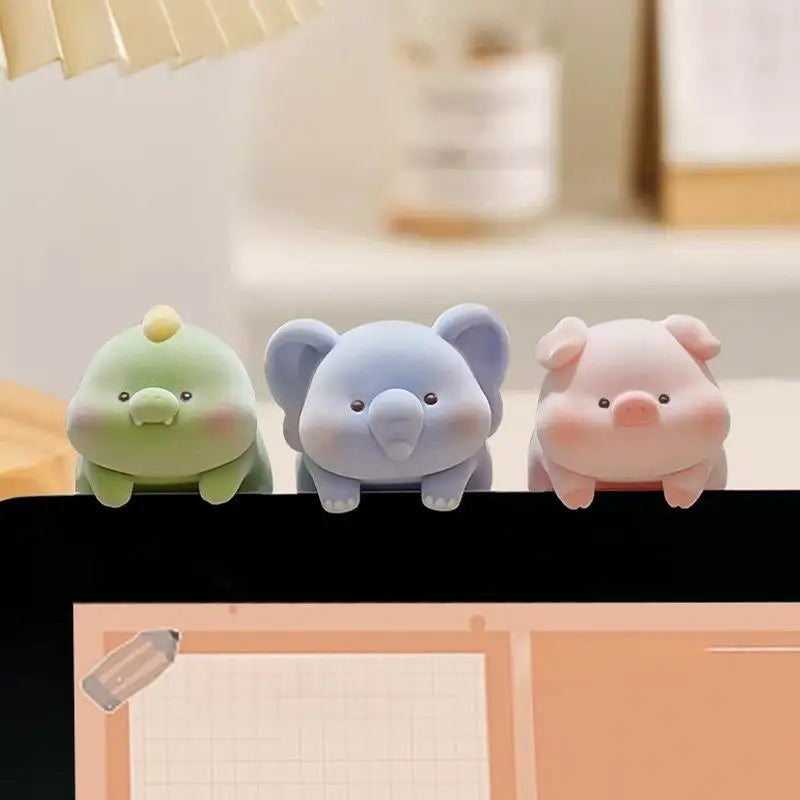 Doll Flocking Computer Monitor Decoration Panda Dog Desk Ornament Qme