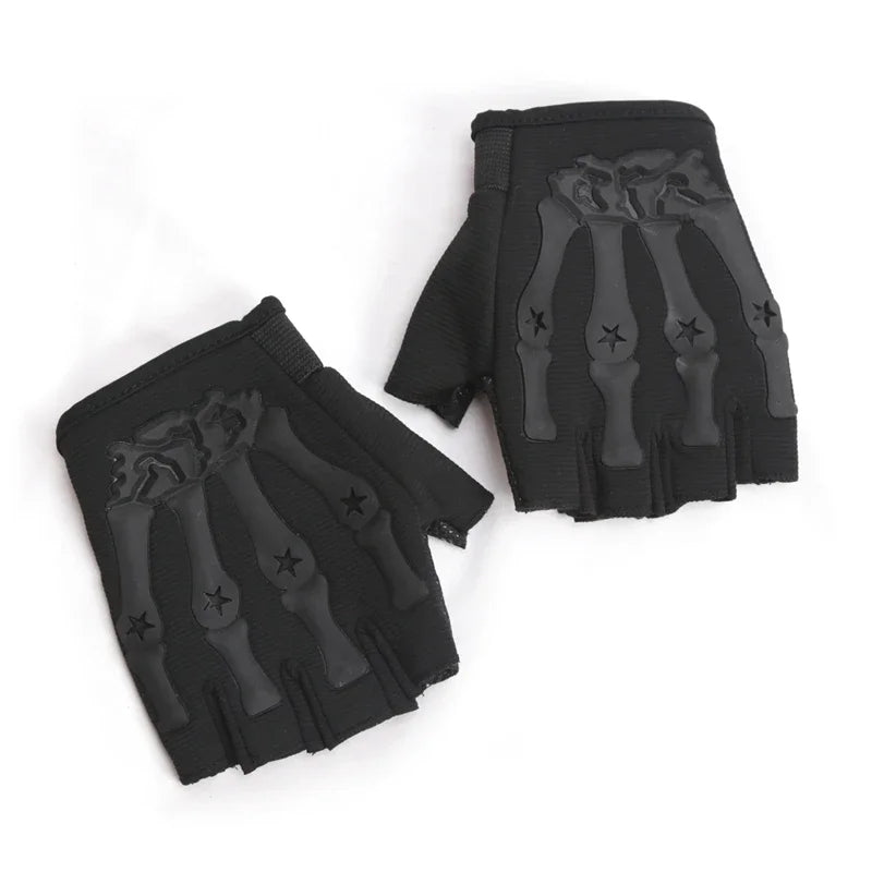 Men Riding Fingerless Gloves Non-slip Half Finger Tactical Gloves for Motorcycle Cycling Hiking Hunting Outdoor Sports Mittens Qme black