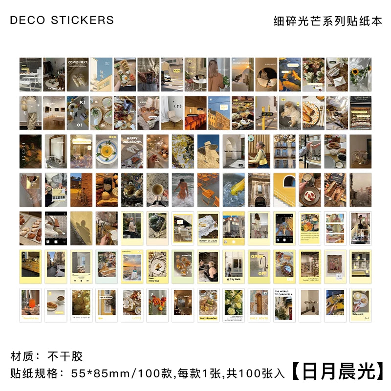 100pcs large size Ins Landscape Stickers Aesthetics Photographic pictures Deco scrapbooking Korea Stationery Supplies Sticker Qme 2