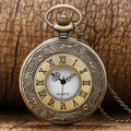 Vintage Bronze Necklace Pendant Quartz Pocket Watch, Birthday Jewelry Gift For Friends Qme Bronze