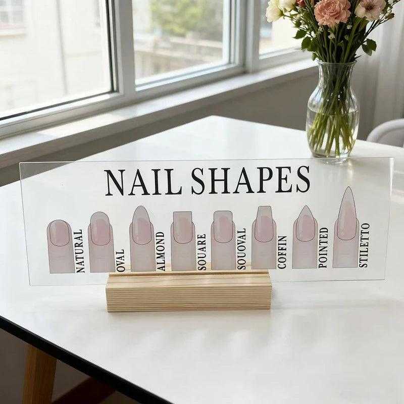 Acrylic Nail Shapes Display Board Wood Base Mannequin Fingertips Qme