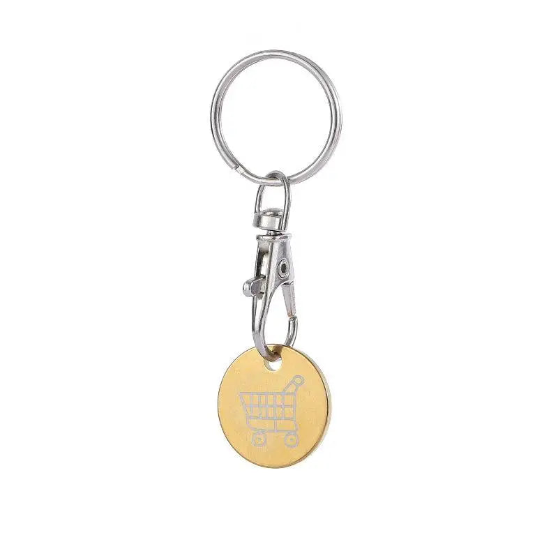 1 PCS Supermarket Token Keychain, Stainless Steel Mini Shopping Cart, Portable Stylish Pendant Qme Golden