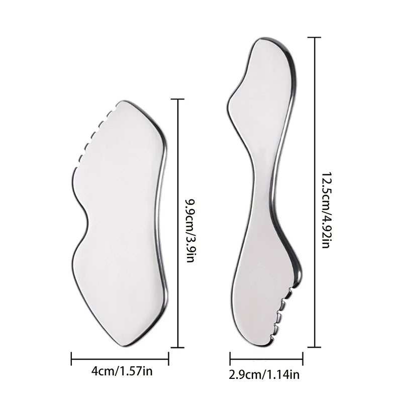 Stainless Steel Gua Sha Board Scraping Body Massager Reduce Head Neck Qme