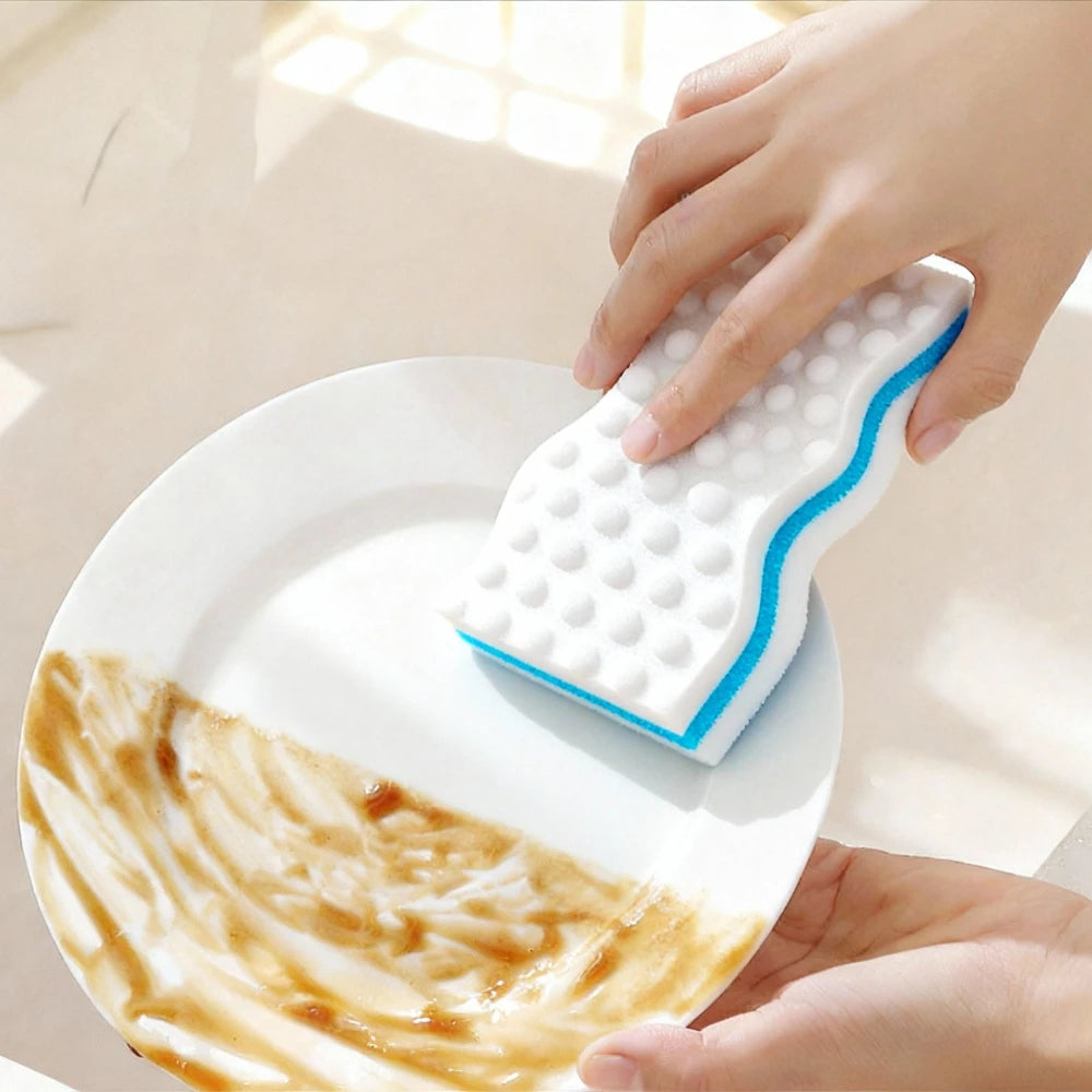 Multi-Purpose Kitchen Scouring Pad Reusable Washable Cleaning Sponge Perfect for Dish Washing & Streak-Free Glass Cleaning Qme