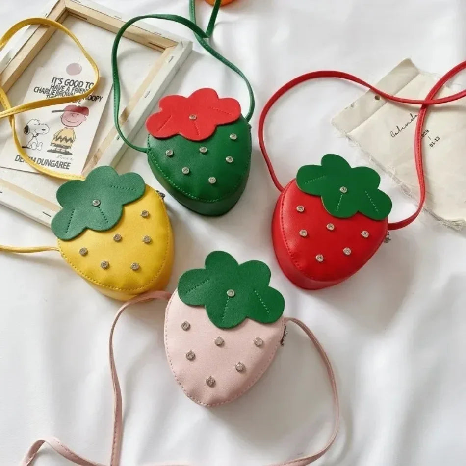 Kids Girls Cute Cartoon Strawberry Mini Coin Purse Princess Messenger Qme