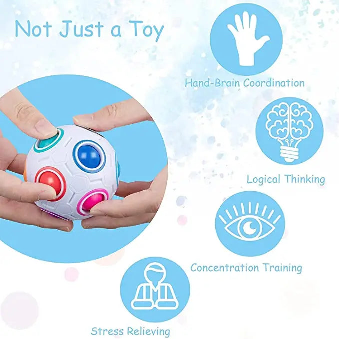 Magic Rainbow Puzzle Ball Speed Cube Ball Fun Stress Reliever Brain Teaser Color Matching 3D Puzzle Toy for Children Teen Adult Qme