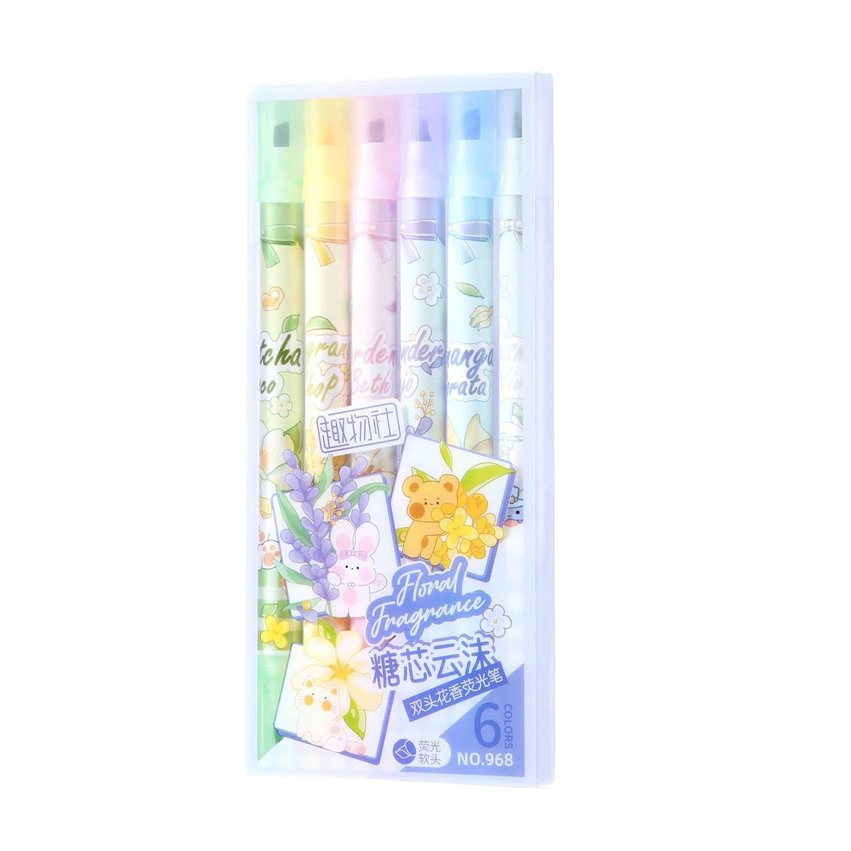 6Pcs/Set Dual Tip Fragrance Fluorescent Markers Pastel Drawing Pen for Student School Office Supplies Cute Stationery Qme 6 colors