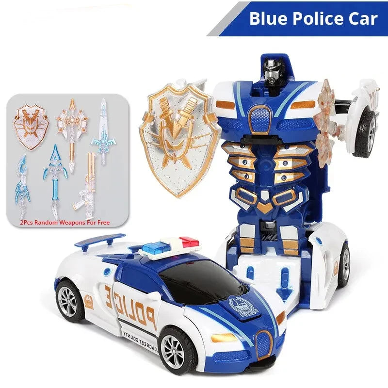 2 in 1 One-key Collision Deformation Car Toys Automatic Transformation Robot Plastic Vehicles Boys Toy Model Car Kids Baby Gift Qme Giftbox