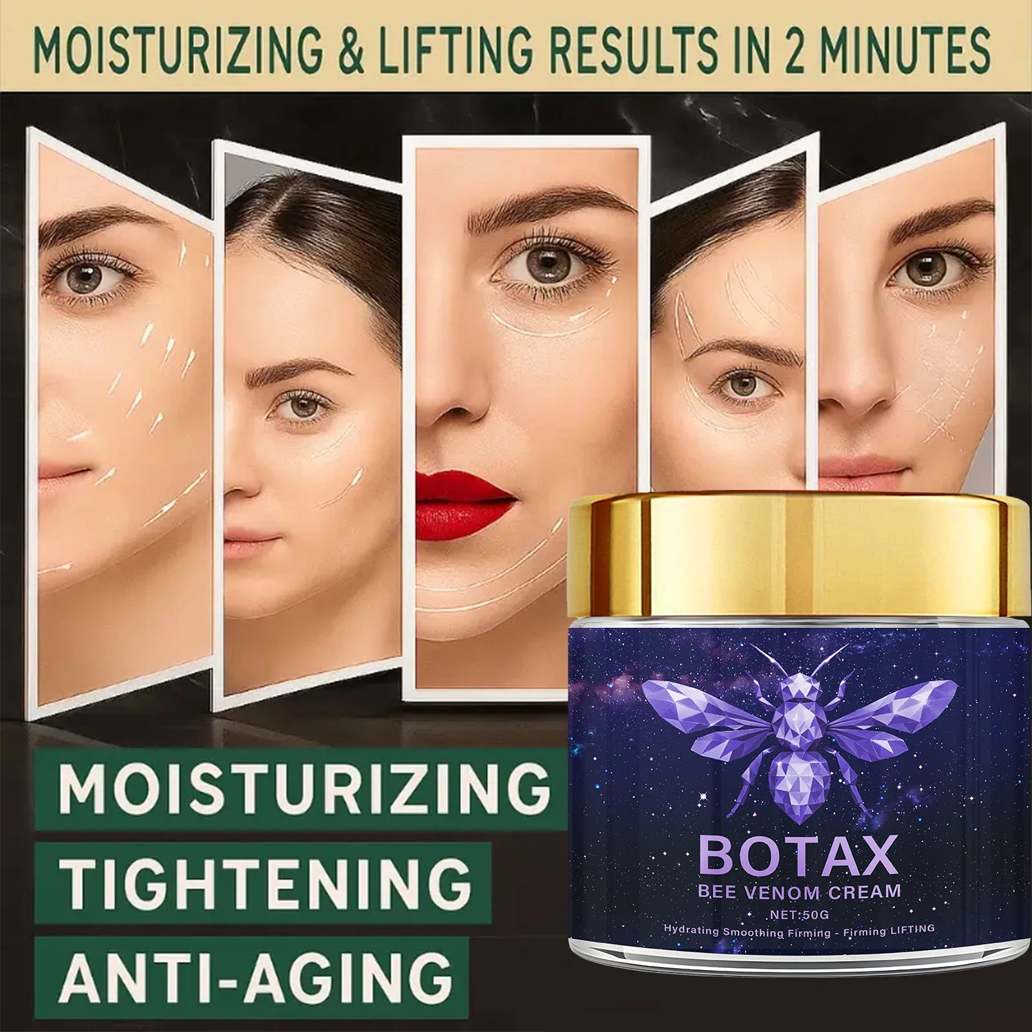 Botax Bee Venom Firming Cream for Hydrating, Smoothing & Tightening Skin with Retinol & Hyaluronic Acid. Qme