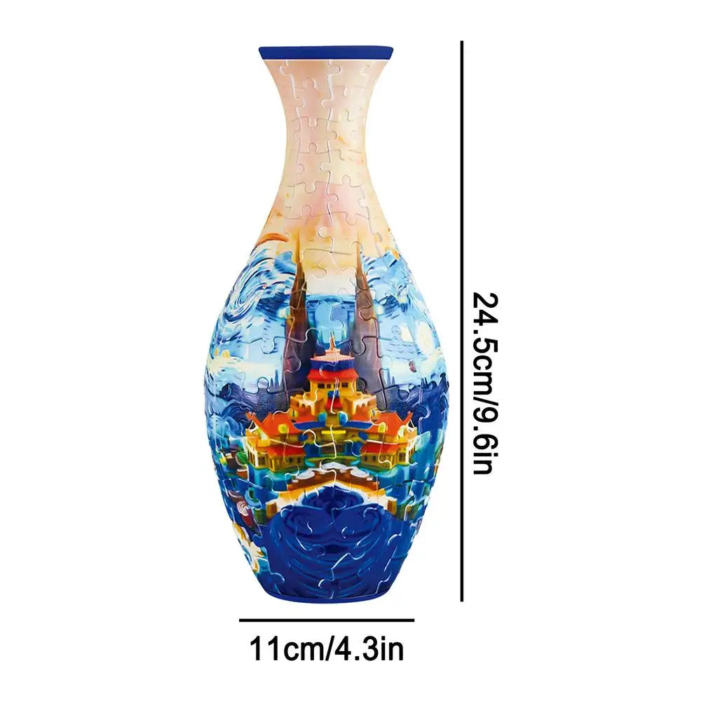 Puzzle Vase For Adults Unique Flower Vase Jigsaw Puzzle Planter Flower Vase Puzzle Made By 160 Curved Puzzle For House Warming Qme 02
