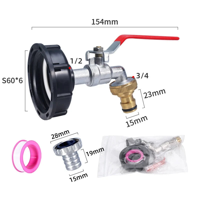 1/2'' 3/4'' Coarse Thread IBC Tank Tap Connecter Water Hose Coupling Adapter Garden and Home Valve Replacement accessory Qme 5