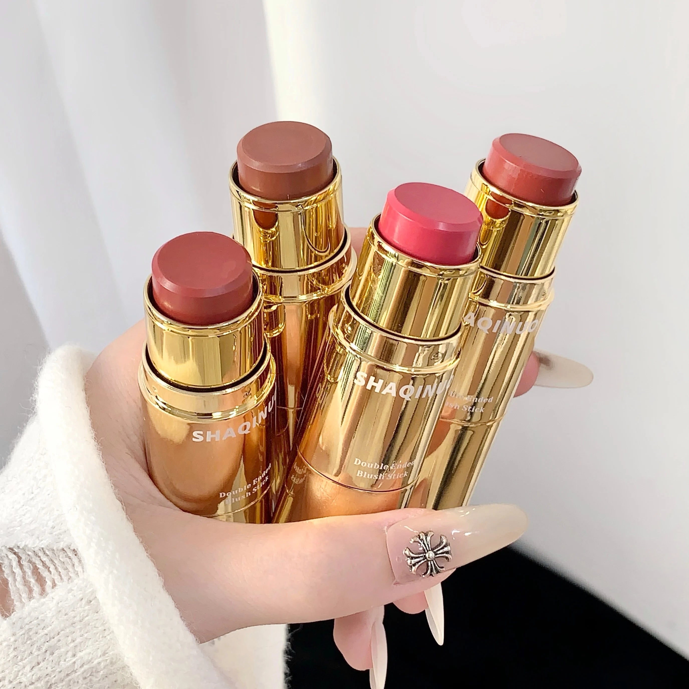 SHAQINUO Velvet Matte Smooth Blush Stick Long-lasting Brown Tone Qme
