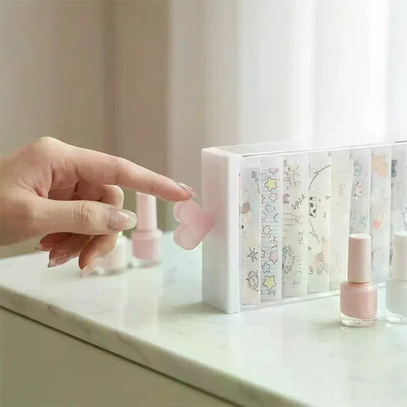 Portable Cartoon Nail Transfer Paper Storage Box Display Stand Qme