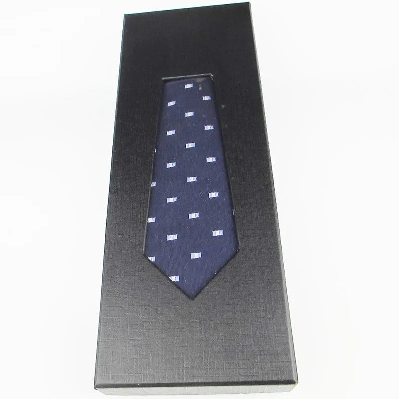 Men's Fashion Silk Tie Box Soft Novelty Necktie Navy Black Men Dot Qme