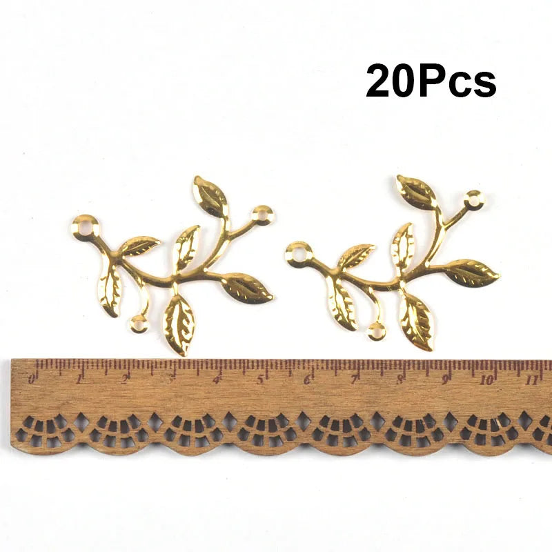Mixed Gold Leaf Filigree Wraps Metal Crafts Connectors For Making Jewelry Accessories DIY Scrapbook Handicraft Home Decor yk0912 Qme 37X45mm 20cps