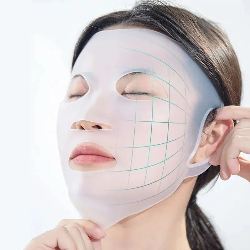 3D Silicone Mask Face Women Skin Care Tool Hanging Ear Gel Sheet Qme