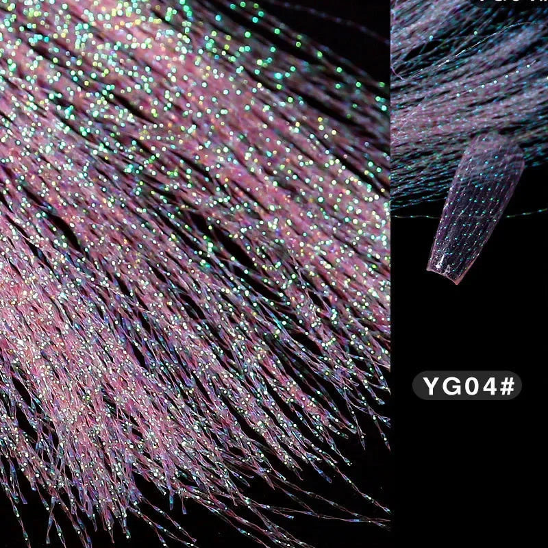 1 Bag Fluorescent Thread Nail Sticker Laser Glitter Mesh Net Line Tape Decals Holographic 3D Silk Foils Nail Art Decorations Qme YG04