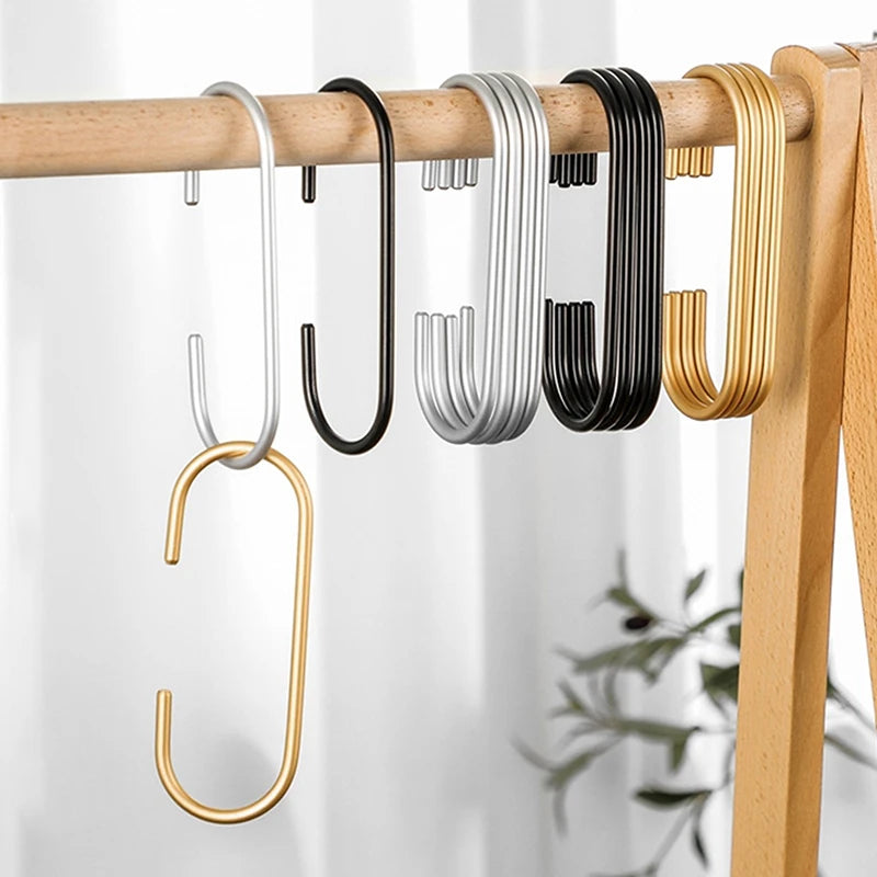 Clothes Bags Hats Closet Organizer System C Shape Hooks Gold Silver Qme
